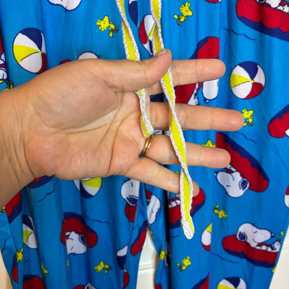 Snoopy Peanuts Woodstock Beach Blue Red Drawstring Pajama Pants US XL Unisex - Picture 2 of 7